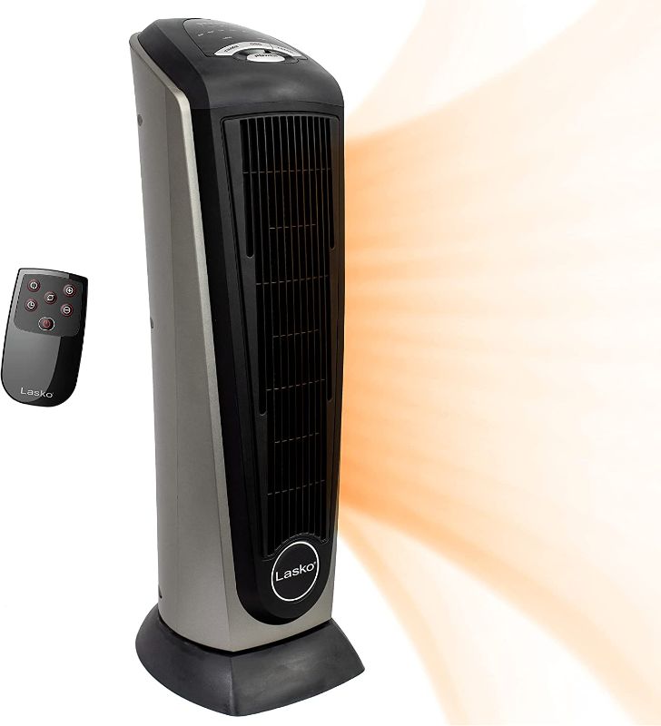 Photo 1 of Lasko Lasko-22 Digital Ceramic Oscillating Remote (751320) Tower Heater, 8.5x2033 L x 7.25x2033 W x 23x2033 H, Grey/Black
