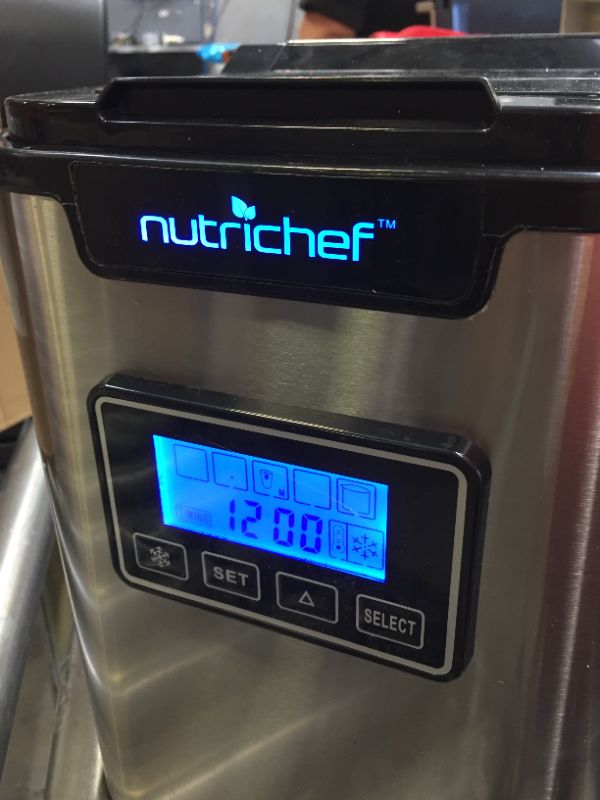 Photo 3 of Upgraded Digital Ice Maker Machine - Portable Stainless Steel, Stain Resistant Countertop w/Built-In Freezer, Over-Sized Ice Bucket Ice Machine w/Easy-Touch Buttons, Silver - NutriChef PICEM62
