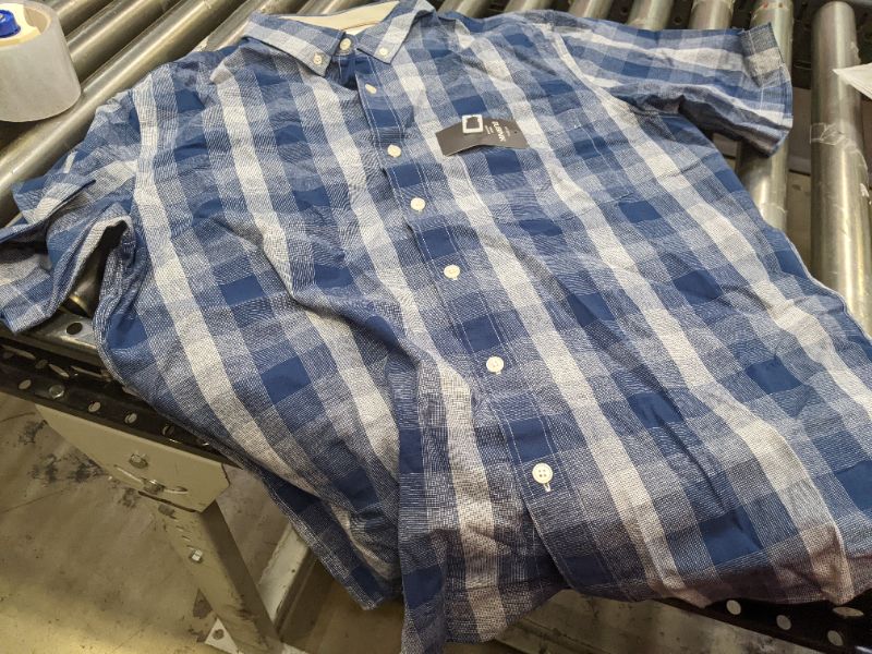 Photo 1 of Dubinik Mens Button Down Short Sleeve Shirt 100% Cotton Plaid Casual Shirts with Pocket | SIZE L | 