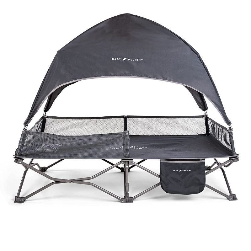Photo 1 of Baby Delight Go with Me Bungalow Deluxe Portable Cot | Toddler Travel Bed | Indoor and Outdoor | Sun Canopy | Grey