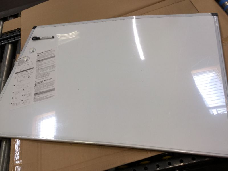 Photo 2 of Amazon Basics Magnetic Dry Erase White Board, 36 x 24-Inch Whiteboard - Silver Aluminum Frame
