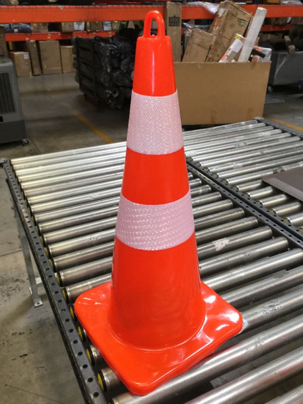 Photo 2 of 28In Traffic Cones Plastic Road Cone PVC Safety Road Parking Cones Weighted Hazard Cones Construction Cones Orange Safety Cones Parking Barrier with Handheld Ring