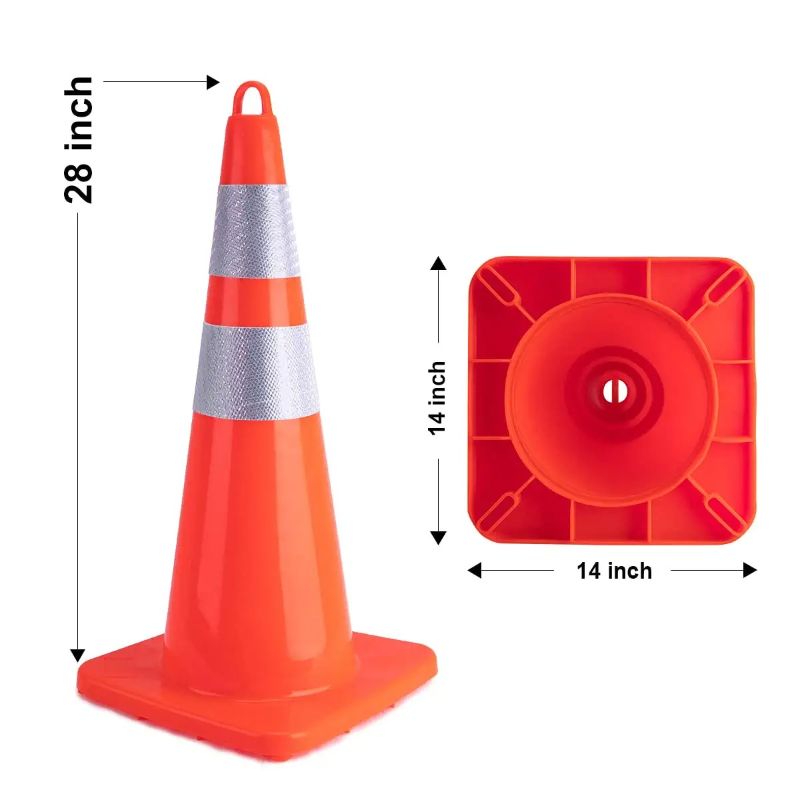 Photo 1 of 28In Traffic Cones Plastic Road Cone PVC Safety Road Parking Cones Weighted Hazard Cones Construction Cones Orange Safety Cones Parking Barrier with Handheld Ring
