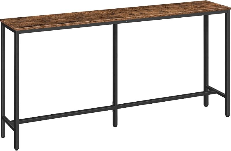 Photo 1 of ALLOSWELL 63" Console Table, Narrow Sofa Table, Entryway Table, Industrial Sofa Table, Side Table, for Hallway, Living Room, Bedroom, Sturdy and Stable, Easy to Assemble, Rustic Brown CTHR16001
