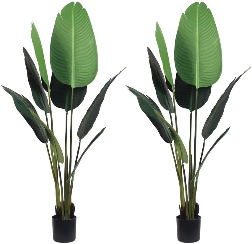 Photo 1 of 4' Artificial Bird of Paradise Plants Faux Tree Indoor Decor Artificial Plants for Home & Office 2Pack

