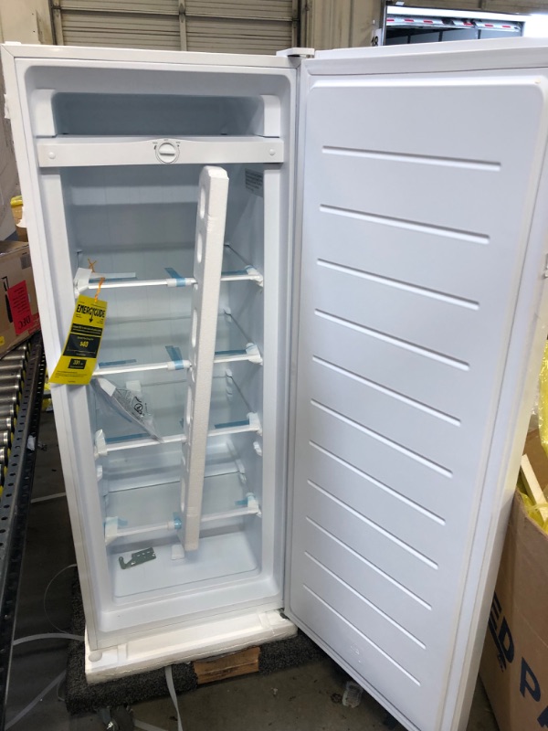 Photo 5 of KoolMore RUF-7C 7 Cu. Ft. Upright Freezer, Uniform Cooling, Adjustable Thermostat, and Glass Shelf Storage System with Pizza Shelving, Modern Kitchen or Garage Unit, White
