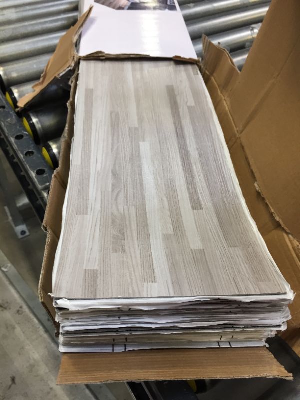 Photo 2 of Art3d 54 Sq.Ft Peel and Stick Floor Tile Vinyl Wood Plank, Dusty Grey, Rigid Surface Hard Core Easy DIY Self-Adhesive Flooring
