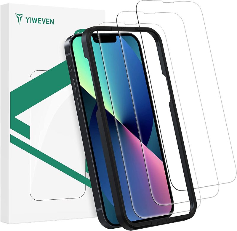 Photo 1 of YIWEVEN Screen Protector for iPhone 13/ iPhone 13 Pro [3-Pack] –Premium HD 9H Hardness Tempered Glass Film for iPhone 13/13 Pro 6.1” [Anti-Scratch, Installation Frame and Bubble Free](4)