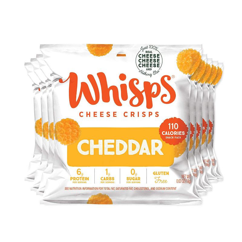 Photo 1 of 
Whisps Cheddar Cheese Crisps | Back to School Snack, 100% Cheddar Cheese, Keto Snack, Gluten Free, Sugar Free, Low Carb, High Protein | 0.63oz BB 10/22