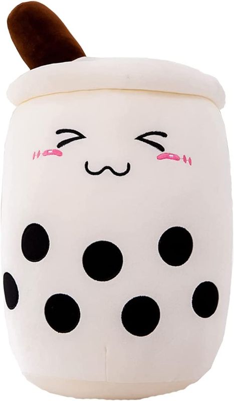 Photo 1 of 13.7 Inch Cartoon Bubble Milk Tea Plush Pillow, Cute Stuffed Boba Milk Tea Cup Plushies Doll Toy, Soft Kawaii Hugging Plush Toys Gifts for Kids(White)