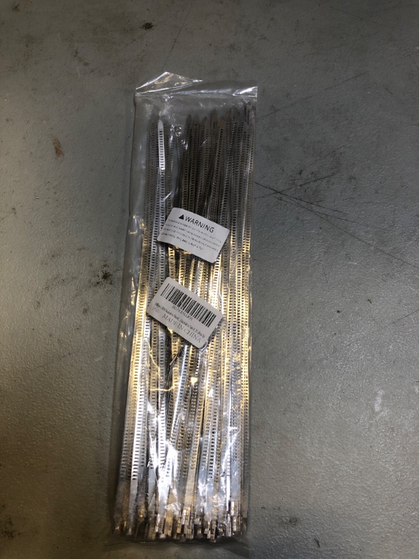 Photo 2 of 100pcs 304 Stainless Steel Cable Ties Wrap Coated Self Locking Metal Zip Ties (Stainless Steel, 11.8inch)
