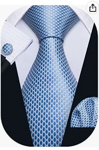 Photo 1 of Barry.Wang Plaid Ties Check Mens Necktie Set with Handkerchief Cufflinks Classic Stripe
