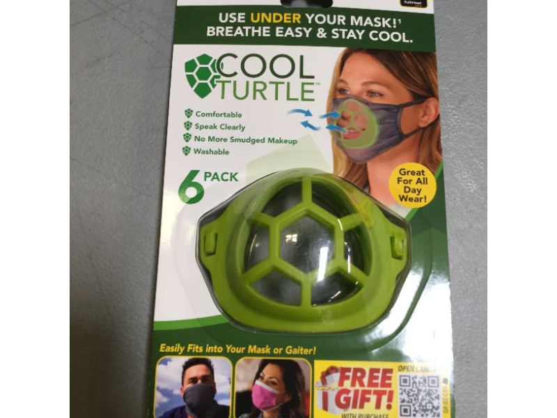 Photo 2 of Cool Turtle Mask Enhancer As Seen On TV, Keeps You Cool & Dry All Day, Reduces Friction — Face Mask Inner Support Frame Helps You Breathe Easier — Washable & Fits Men and Women, One Size, Green

