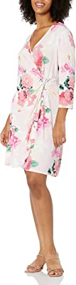 Photo 1 of Calvin Klein Women's 3/4 Sleeve Faux Wrap Dress, SIZE L 