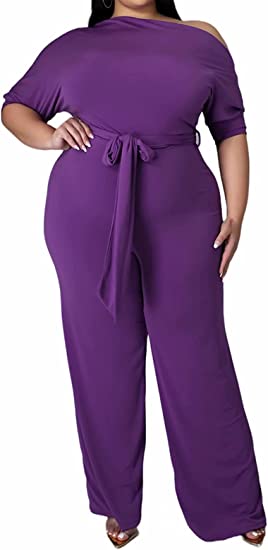 Photo 1 of Aro Lora Womens Plus Size One Shoulder One Piece Pant Outfit Club Flare Jumpsuit Romper
, SIZE 2XL 