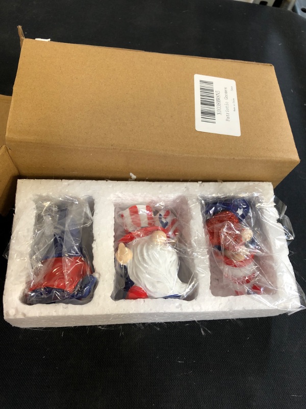 Photo 1 of 4th of July Decorations Patriotic Gnomes Independence Day Figurines American Veterans Day Decorations Uncle Sam Stars and Stripes Tomte Nisse Scandinavian Ornaments Tiered Tray Decor (3Pcs)
