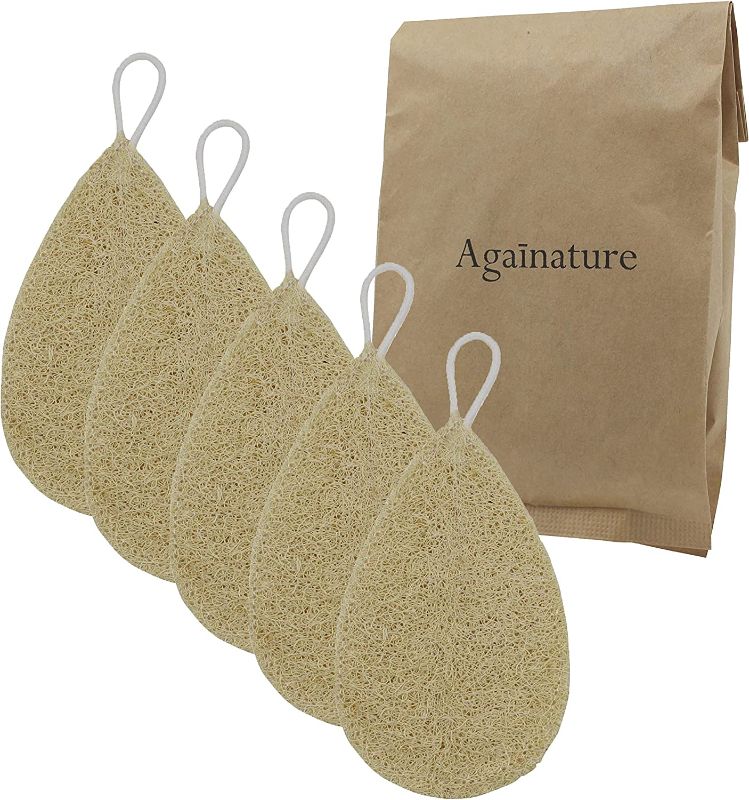 Photo 1 of AGAINATURE Natural Loofah Sponge Waterdrop 5 Pack, Plant Based Fiber Cleaning Scrubber for Dishes, Non Scratch Dish Sponges, Dish Loofah Sponges for Kitchen, Biodegradable, Compostable, Eco Friendly
