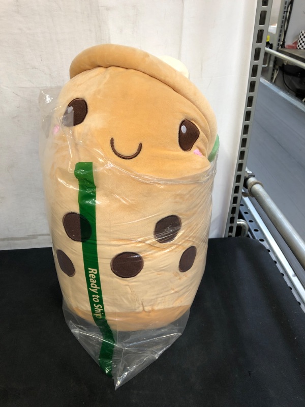 Photo 2 of AIXINI 19.6 inch Stuffed Bubble Tea Plush Coffee Pillow Cartoon Cylindrical Milk Boba Tea Cup Pillow, Super Soft Kawaii Hugging Cushion Realistic Plush Food
