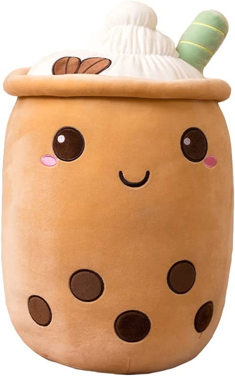 Photo 1 of AIXINI 19.6 inch Stuffed Bubble Tea Plush Coffee Pillow Cartoon Cylindrical Milk Boba Tea Cup Pillow, Super Soft Kawaii Hugging Cushion Realistic Plush Food
