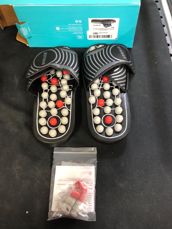 Photo 1 of BYRIVER Deep Tissue Foot Massager Massage Slippers Sandals Shoes, Relief Neuropathy Arthritis Plantar Fasciitis Pain, Xmas Gift for Dad Mom (SIZE XS)
