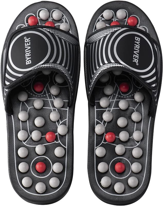Photo 1 of BYRIVER Deep Tissue Foot Massager Massage Slippers Sandals Shoes, Relief Neuropathy Arthritis Plantar Fasciitis Pain, Xmas Gift for Dad Mom (SIZE XS)
