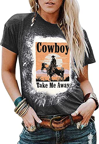 Photo 1 of Cowboy Take Me Away Shirts for Women Western Vintage Graphic T-Shirt Casual Rodeo Tee Tops
, SIZE XL 