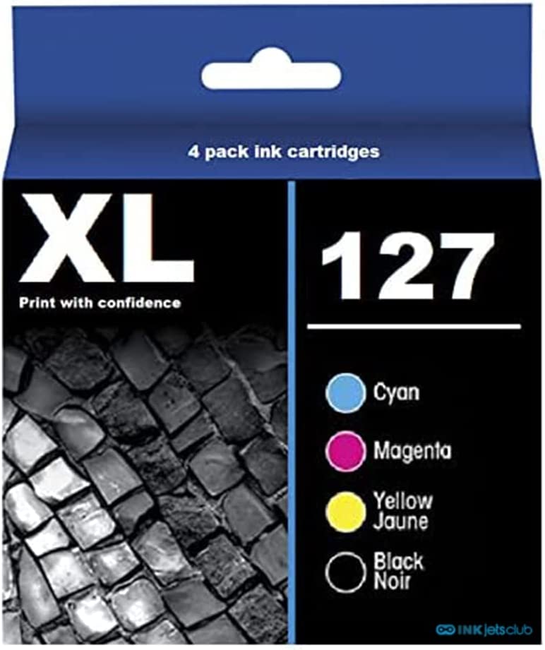 Photo 1 of InkjetsClub Remanufactured Ink Cartridge Replacement for Epson 127 and 126 Ink. Works Well with WF-3520 WF-3540 WF-7010 WF-7510 60 840 545 Printers. (MISSING MAGENTA INK)
