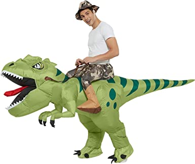 Photo 1 of One Casa Inflatable Dinosaur Costume Riding T Rex Air Blow up Funny Fancy Dress Party Halloween Costume for Adult
