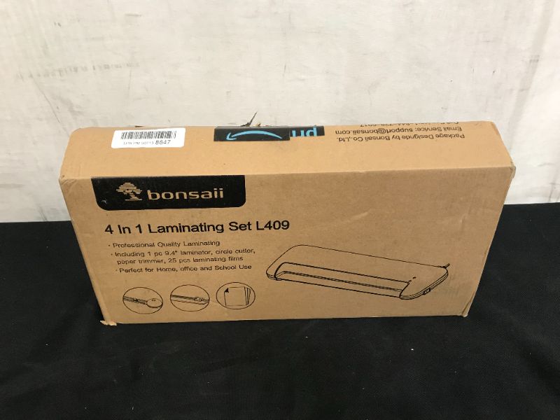 Photo 2 of Thermal Laminator, Bonsaii A4 Laminating Machine for Home/Office/School, Quickly Heat Up 9 Inch Hot and Cold Lamination Machine, Includes 25 Laminating Pouches,Paper Trimmer and Circle Cutter (L409-A)

USED LIKE NEW