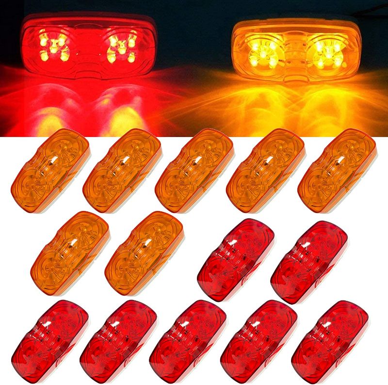 Photo 1 of 14x Trailer Marker Light 4x2 Rectangle Led Lights 10 Diodes Double Bullseye Led Light Red/Amber 12V Side Marker Light Indicators Surface Mount Rv Camper Trucks IP67 Waterproof DOT Certified

ONE IS USED REST ARE NOT 