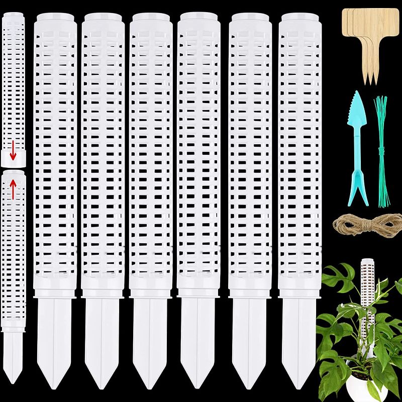 Photo 1 of 6 Set Moss Pole Plastic Moss Totem Pole Stick for Plant Stakes and Supports 11 Inches Hollow out Plant Pole Self Watering Climbing Stakes Sphagnum Moss Sticks for Indoor Plants, Moss Not Included
