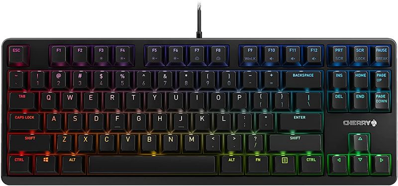 Photo 1 of CHERRY MX RGB Mechanical Keyboard with MX Red Silent Gold-Crosspoint Key switches for typists, Programmers, Creator, Coder, Work in The Office or at Home G80-3000N RGB (TenKeyLess (TKL)
