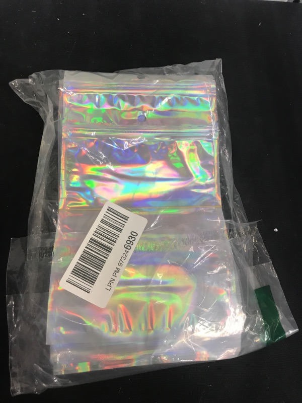 Photo 2 of 100 Pack Holographic Bags 5.5 x 7.9 in, Smell Proof Resealable Pouch for Snack Candy Party Favors
