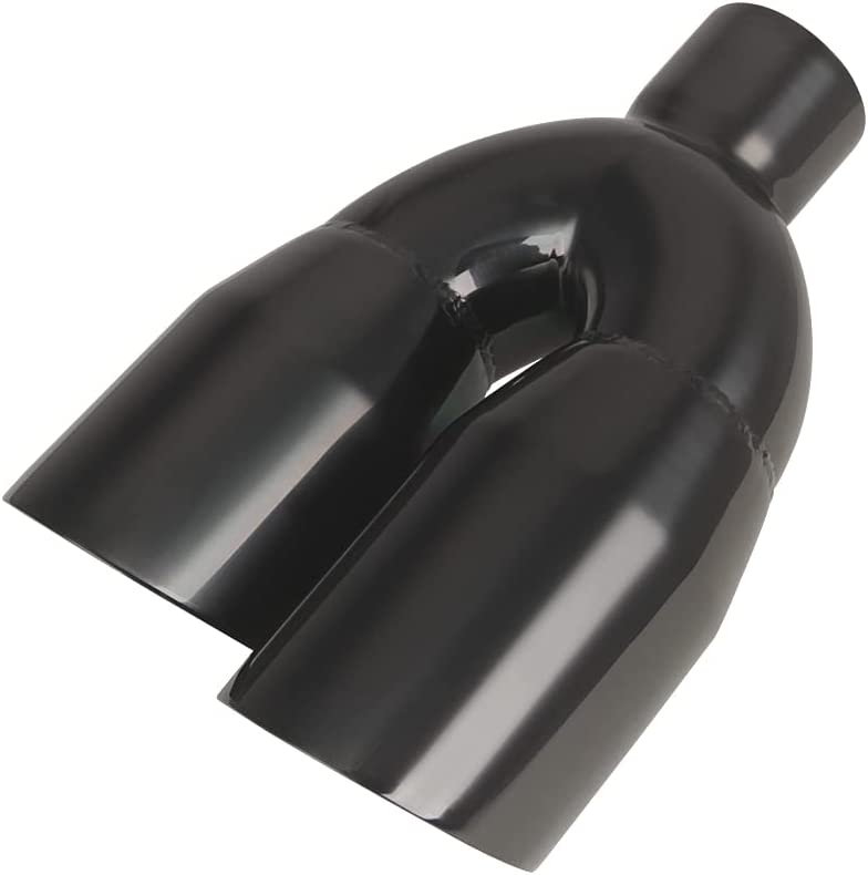 Photo 1 of A-KARCK Performance Dual Exhaust Tip 2.5" Inlet, Black Chrome Finish 2.5" Inlet 4" Outlet Muffler Tip, Double Wall Tailpipe Tip Slant Angle Edge Cut
