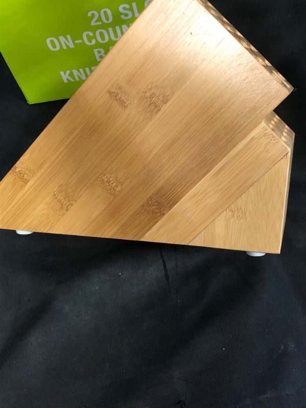 Photo 6 of 20 Slot Universal Knife Block: Shenzhen Knives Large Bamboo Wood Knife Block without Knives - Countertop Butcher Block Knife Holder and Organizer with Wide Slots for Easy Kitchen Knife Storage