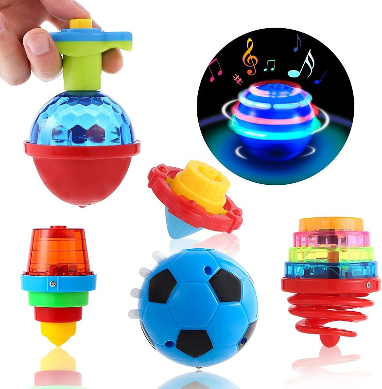 Photo 1 of Kavkabox Kids Party Favors Toys LED Light Up Spining Tops 10 Pack Birthday Return Gifts Goodie Bag Stuffers Carnival Prizes School Classroom Rewards Treasure Box, Glow in The Dark Party Supplies
