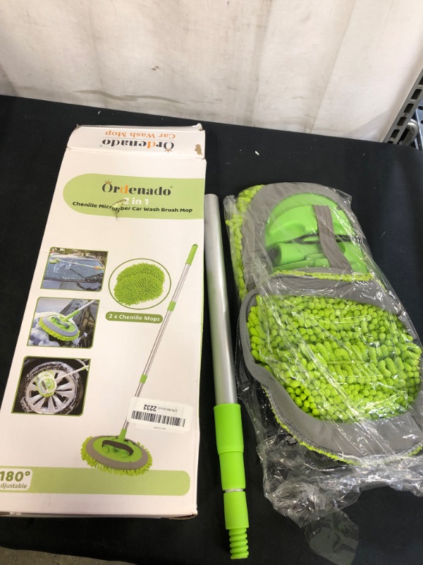 Photo 2 of 2 in 1 Chenille Microfiber Car Wash Brush Mop Mitt with 45" Aluminum Alloy Long Handle