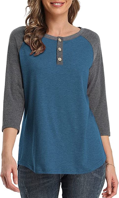 Photo 1 of Womens Raglan Shirts 3/4 Sleeve Tops and Blouses Button-Down Shirts Henley Shirts LARGE 
