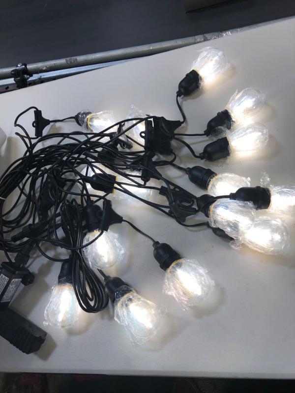 Photo 1 of 48Ft LED Outdoor String Lights,15 S14 Edison Bulbs String Lights Outdoor, Patio Lights, Warm & Cold Switch, Brightness Dimmable, Timer, Waterproof Market Porch Lights