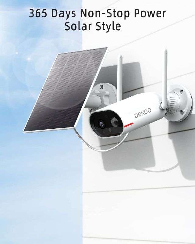 Photo 3 of Security Cameras Wireless Outdoor - 2K DEKCO Solar Security Camera for Home Security, Two-Way Audio, Smart Human Detection, Simple Setup, Night Vision WiFi Camera Outdoor