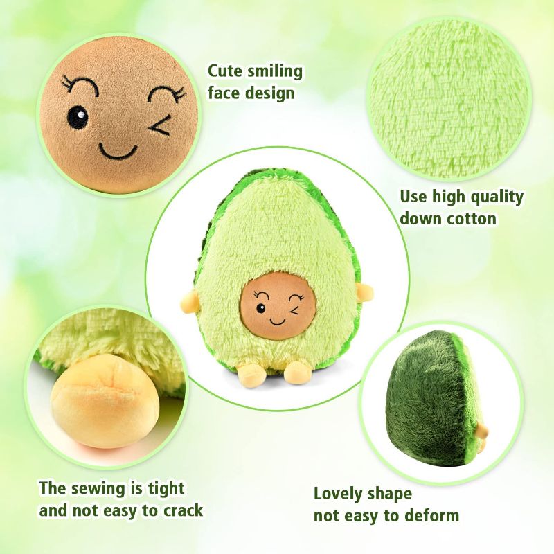 Photo 3 of Avocado Plush Stuffed Animals 16 Inch Hugging Pillow, Super Soft, Kawaii Avocado Gift for Girl and Boy, WANGGOOH.