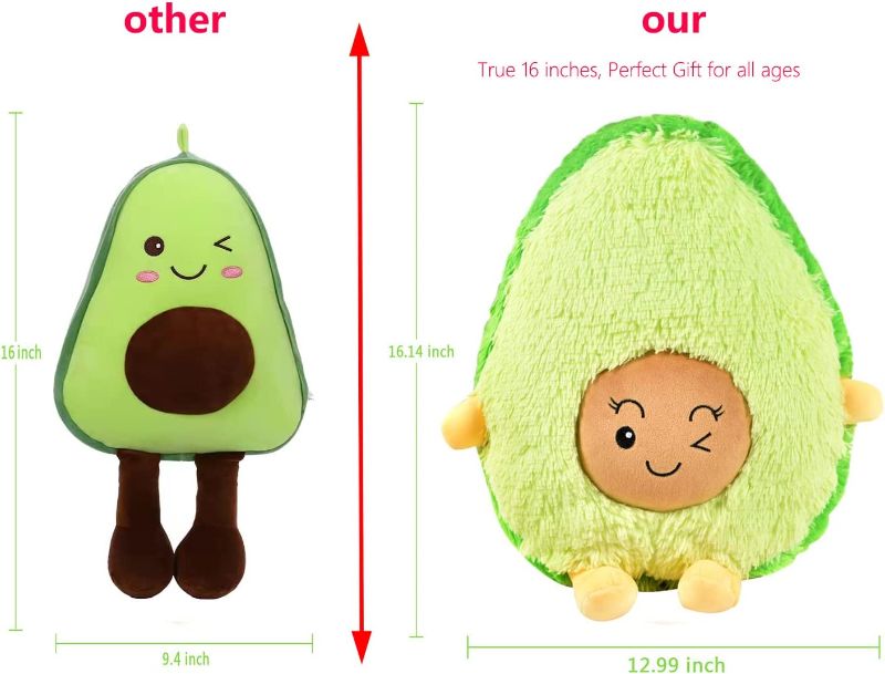 Photo 2 of Avocado Plush Stuffed Animals 16 Inch Hugging Pillow, Super Soft, Kawaii Avocado Gift for Girl and Boy, WANGGOOH.