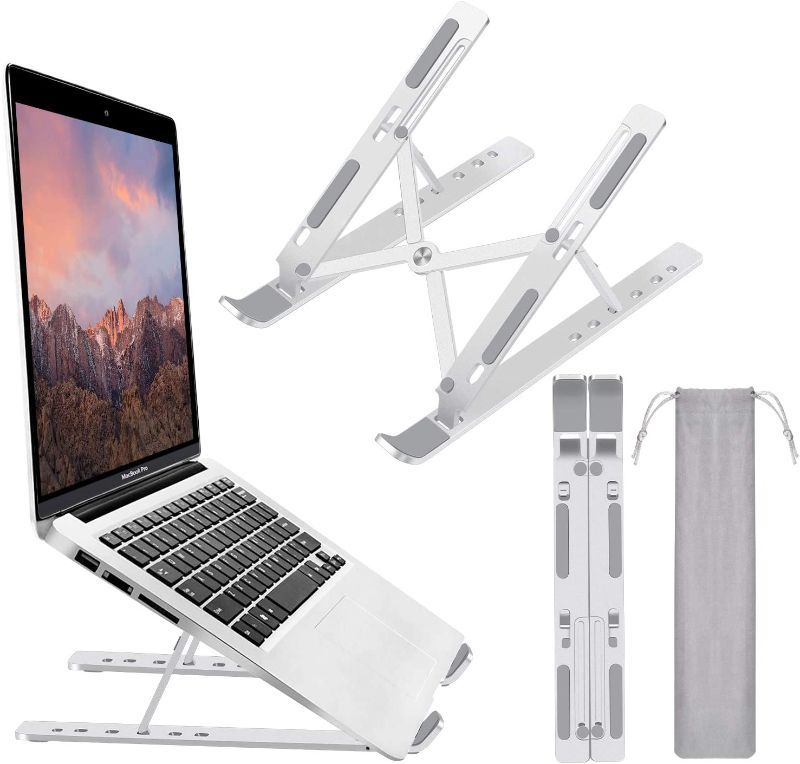 Photo 1 of LLSME Portable Laptop Stand, Adjustable Laptop Holder Table Stand, Ergonomic Aluminum Non-Slip Foldable Computer Holder Compatible with MacBook Air Pro, iPad, HP, Dell, More 7-17.3” Laptops