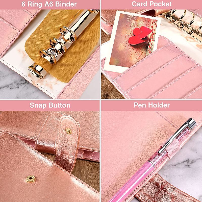 Photo 1 of A6 NOTEBOOK BINDER COVER 6 RING MINI ROSE GOLD