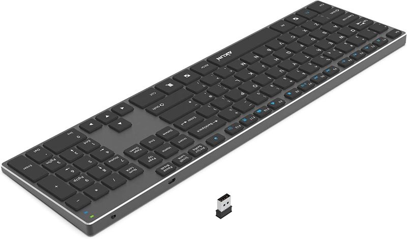 Photo 1 of AIKUN Rechargeable 2.4G Wireless Ultra Slim Keyboard-Full Size with 106 Quiet Keys,13 Shortcuts, Numeric Keypad,LED Indicators,and Auto Power Saving,Scissor Switch