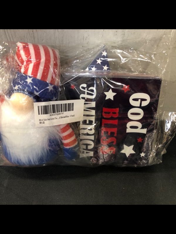 Photo 1 of 5 Pcs 4th of July Decorations, Memorial Day Decorations, Patriotic Decorations for Home, Wood Decor Signs Star Flag Gnomes Decor for Couch Bedroom Office Living Room Outside