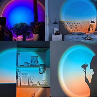 Photo 2 of Sunset Lamp,Couple Gift 16 Colors Sunset Projection Lamp with Remote, Projector Sunset Lamp, Multiple Colors Sunset Light for Party/Home/Arts/ UFO Color Changing LED Lamps(Convex Mirror)