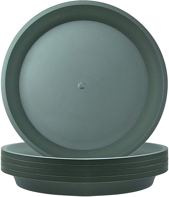 Photo 1 of 5 Pack Green Plant Saucer Heavy Duty Sturdy Drip Trays for Indoor and Outdoor Plants (4 inch, Round), 2 COUNT