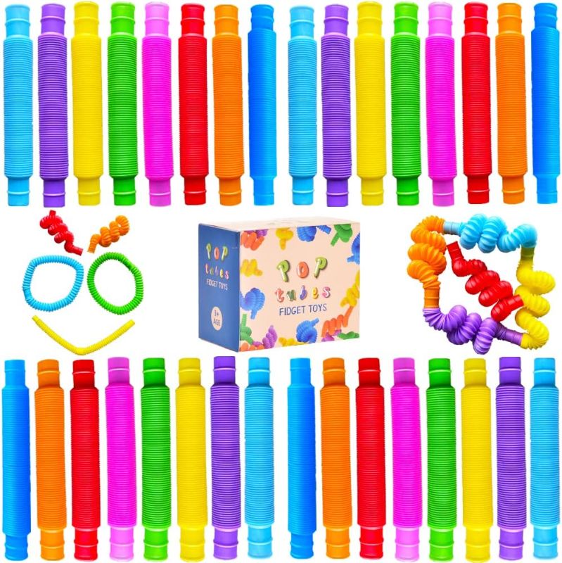 Photo 1 of 32Pack Pop Tubes, Fidget Tubes for Children and Adult Sensory Fidget Toy Set for Stress and Anxiety Relief Educational Learning Toys for Kids