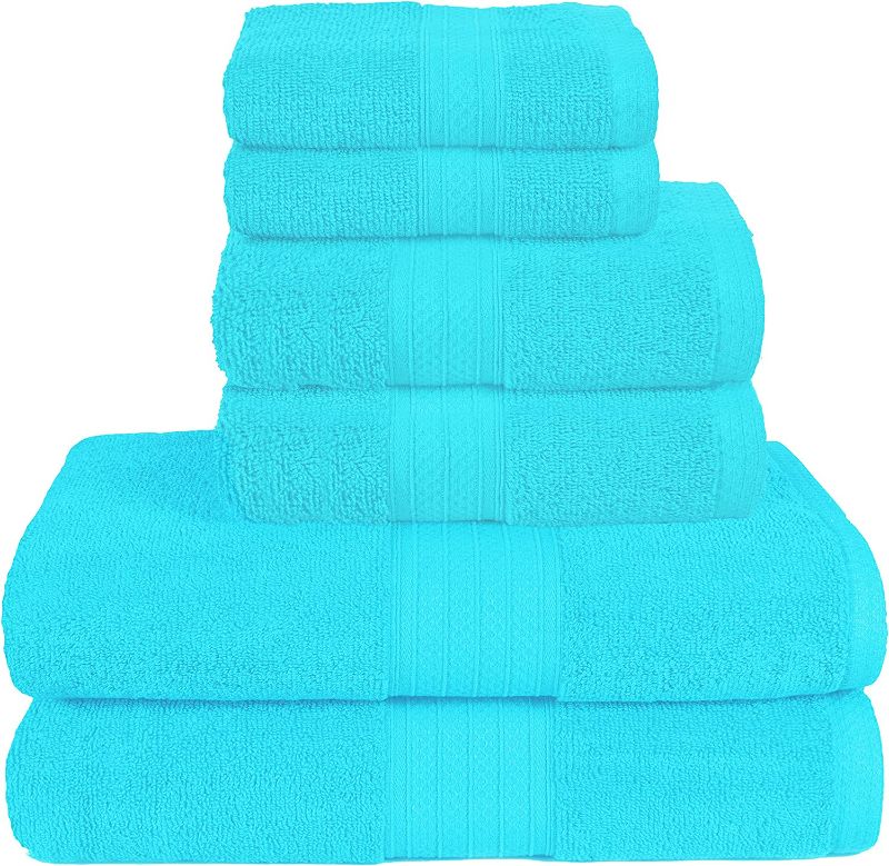 Photo 1 of 
Glamburg 6 Piece Towel Set, 100% Combed Cotton - 2 Bath Towels, 2 Hand Towels, 2 Wash Cloths - 600 GSM Luxury Hotel Quality Ultra Soft Highly Absorbent...